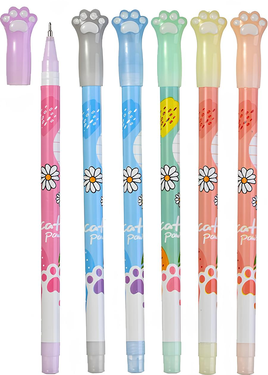 Набор ручек шариковых - Лапки, цветные