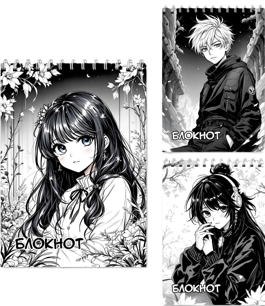 Notizblock - Anime, A6, 40 Blatt, kariert, sortiert