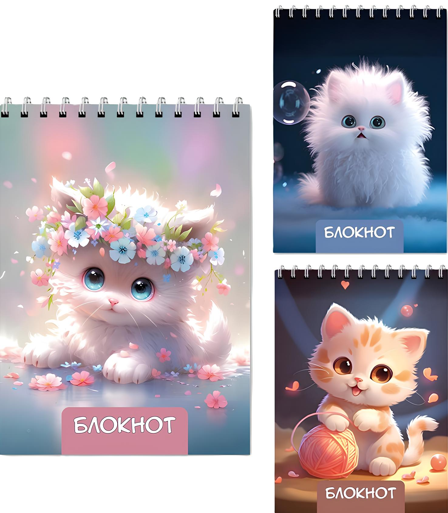 Notepad - Cute Kittens, A6, 40 sheets, grid, assorted