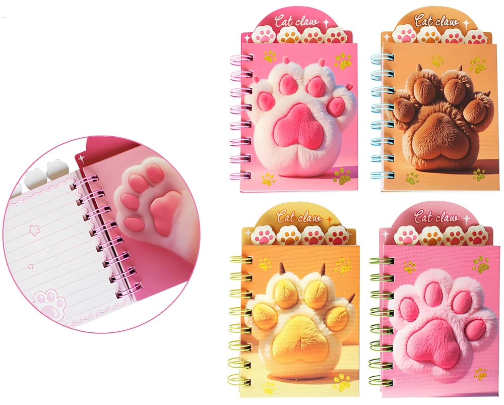 Notebook - Paw, 80 sheets, lined, assorted