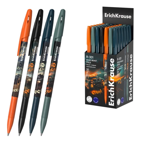ErichKrause R-301 Stick Road Beast 0.7 Ballpoint Pen, Ink Color Blue, Assorted