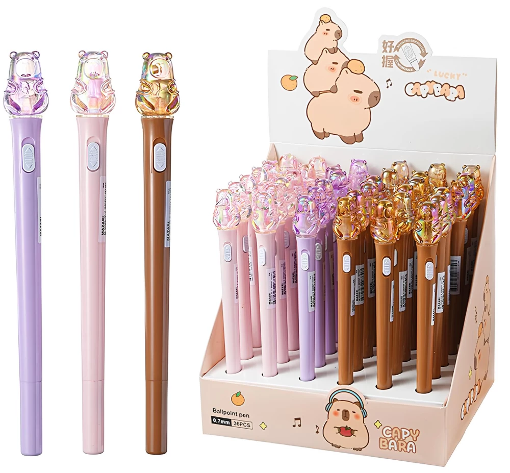 Ballpoint pen - Capybara, blue, with backlight, assorted