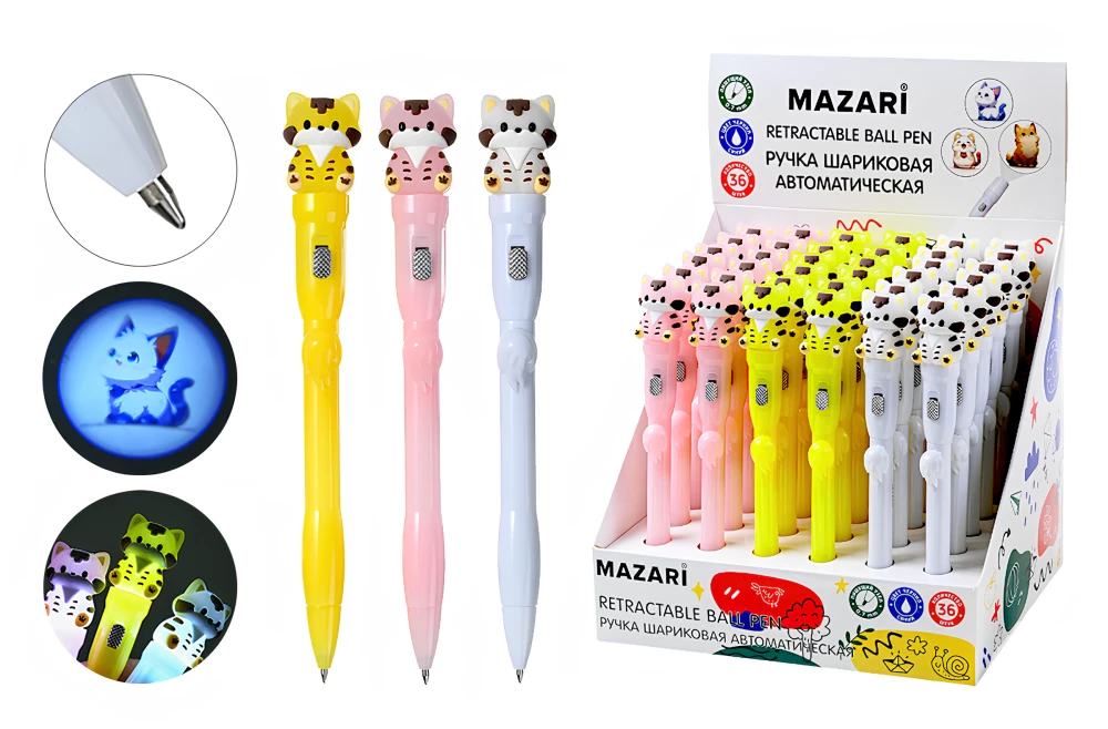 Ballpoint pen - Cat, blue, assorted