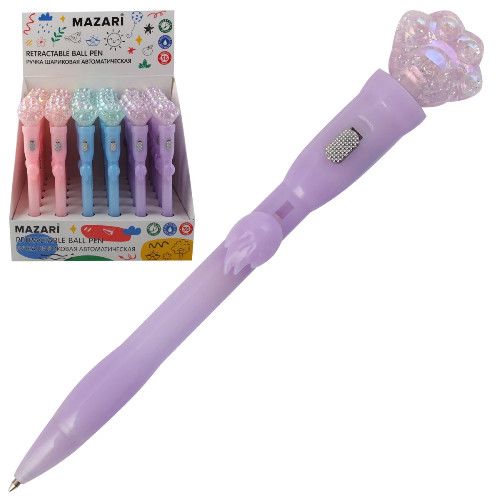 Ballpoint Pen - Paw, blue, with backlight, assorted