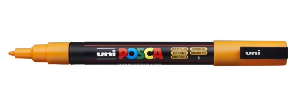 Маркер акриловый Uni Posca PC-3M 03, оранжево-желтый