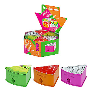 Plastikust teritaja - ErichKrause Slice, Neon Fruits, konteineriga, assortii
