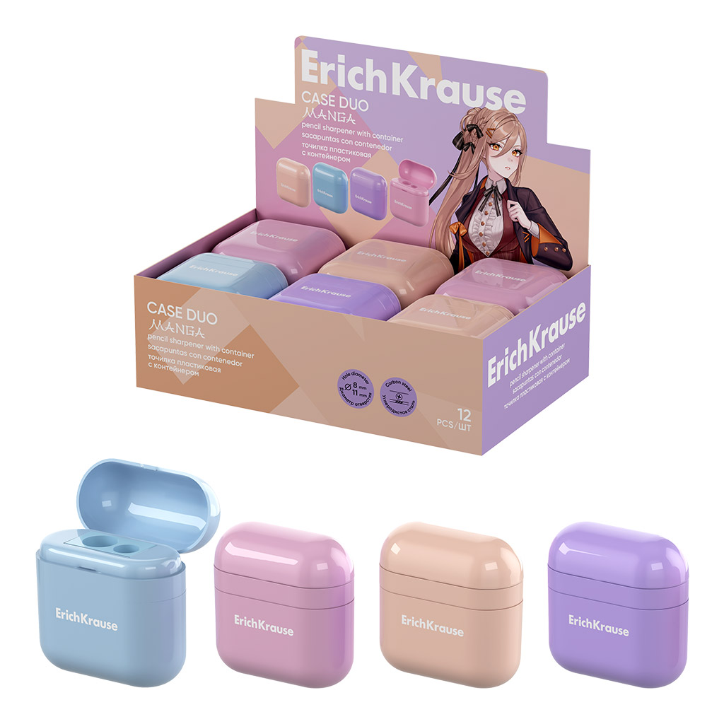 Plastic Sharpener - Case Duo, Manga, with Container, Assorted