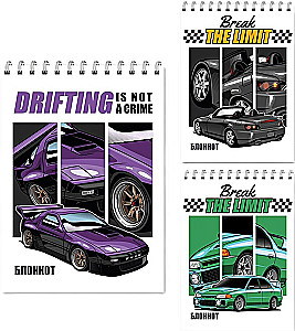 Märkmik - Drifting autod, A6, 40 lehte, ruuduline, assortii