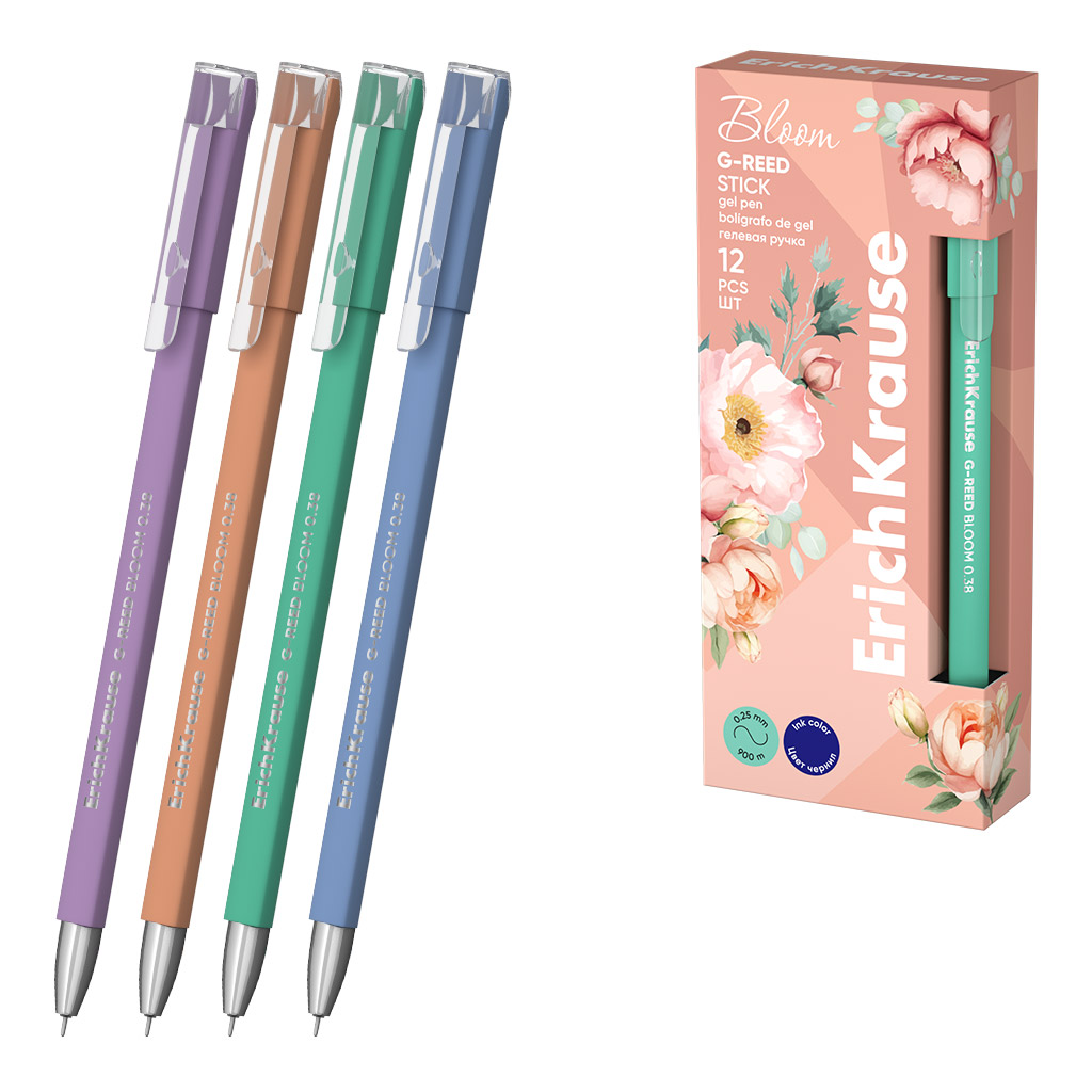 Ручка гелевая - G-Reed Stick Pastel Bloom 0.38, цвет чернил синий, в ассортименте