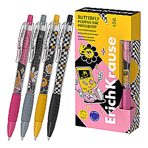 Długopis automatyczny - Butterfly Matic&Grip Positive Vibe 0.7, Super Glide Tech, kolor atramentu niebieski, w asortymencie