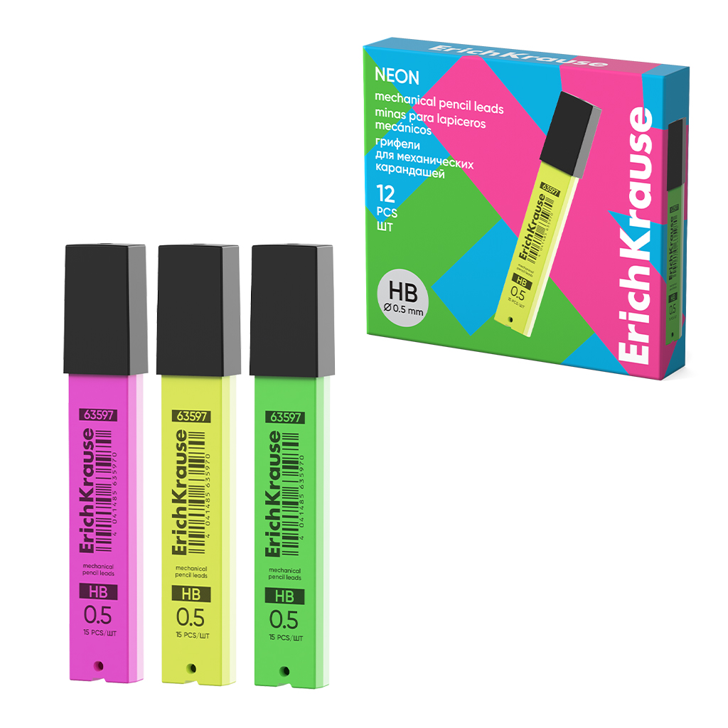 Griķi - Neon mehāniskajiem zīmuļiem 0.5 mm, HB, dažādībā