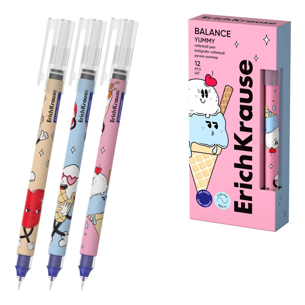 Długopis żelowy ErichKrause Balance Stick Yummy 0.5, kolor atramentu niebieski, w asortymencie