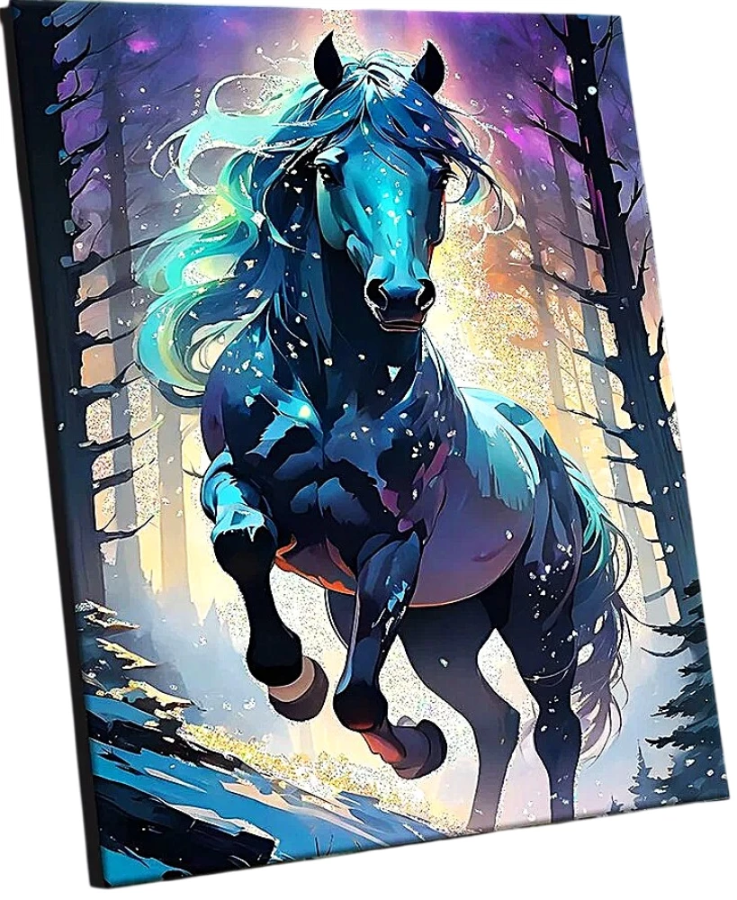 Numbered painting with crystal crystals - Starry Horse. 24 colors