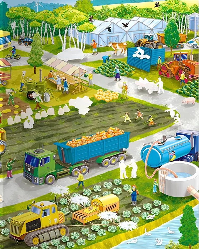 Wimmelbuch. On the Farm. Sticker Book.