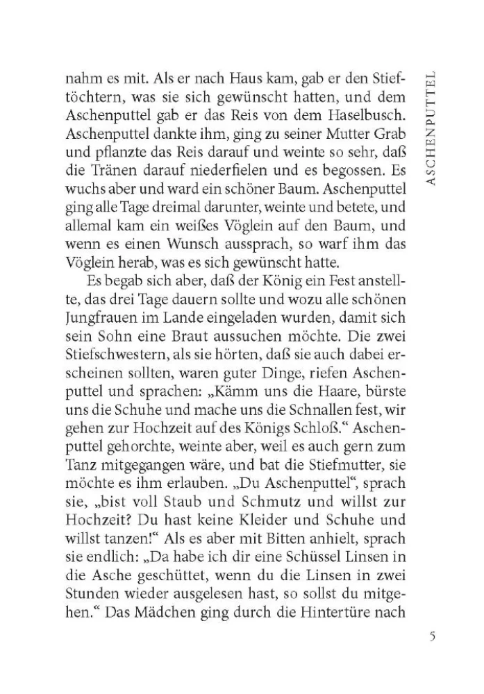 Aschenputtel und andere Märchen der deutschen Sprache.