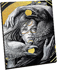 Numbered painting with gilding - Girl and crows. 9 colors