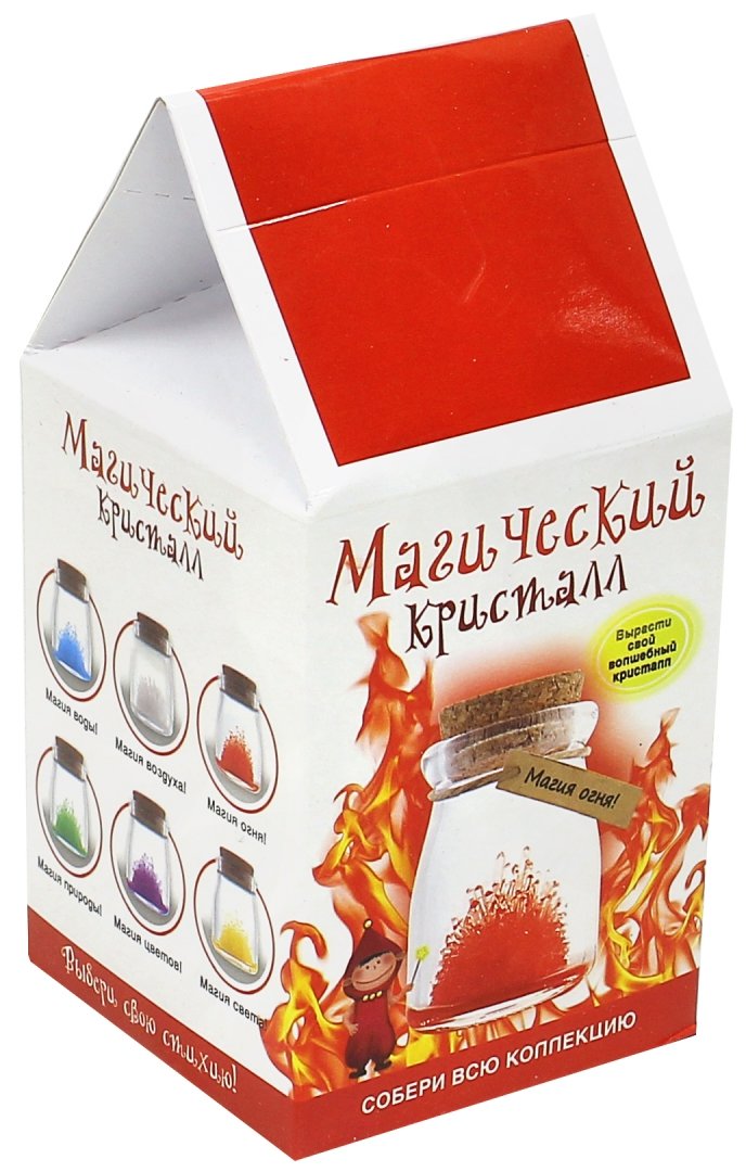 Kristallzucht-Set. Magischer Kristall. Magie des Feuers. Rot