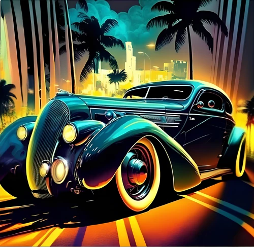 Gemälde nach Zahlen - Retro-Auto