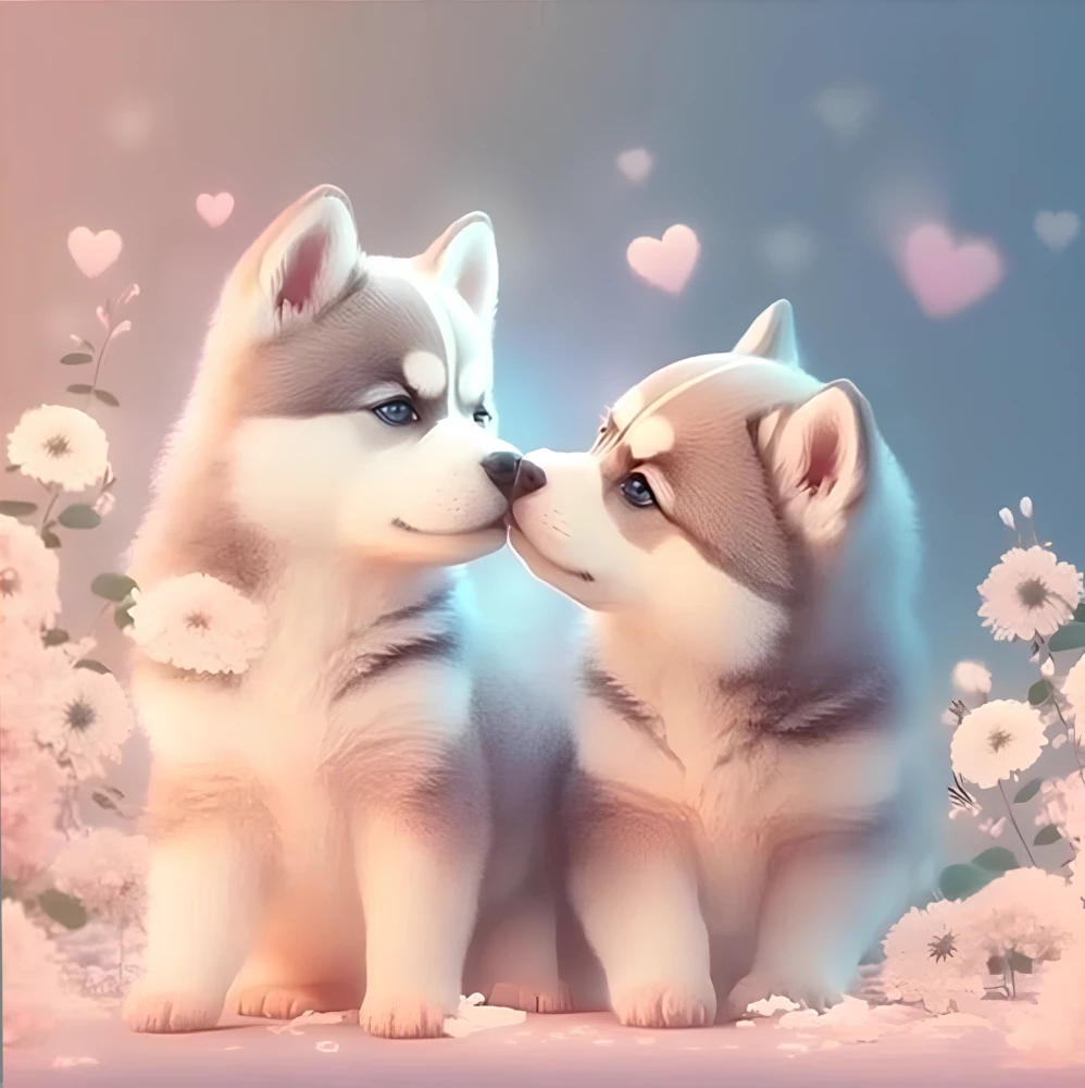 Bild nach Zahlen - Welpen von Husky