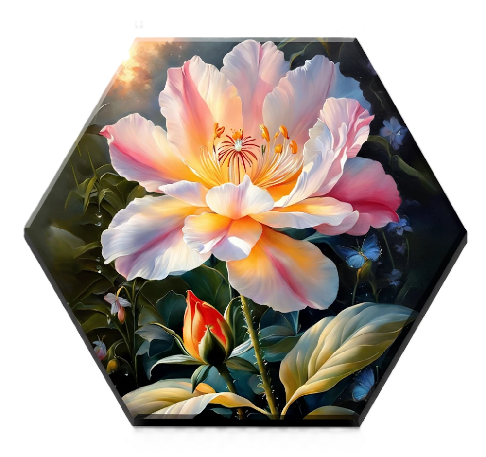 Gemälde nach Zahlen - Hexagon. Zarter Blüten
