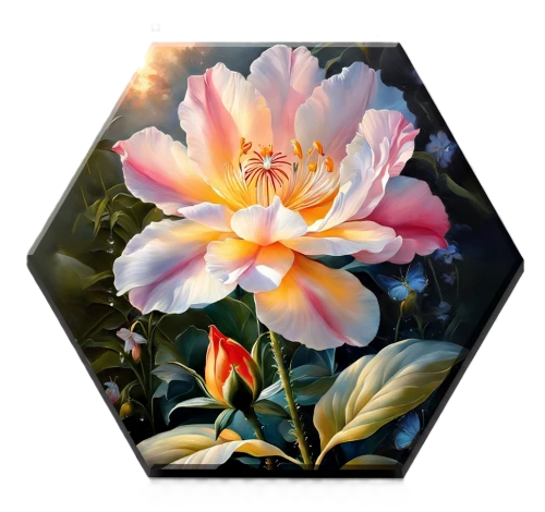 Gemälde nach Zahlen - Hexagon. Zarter Blüten