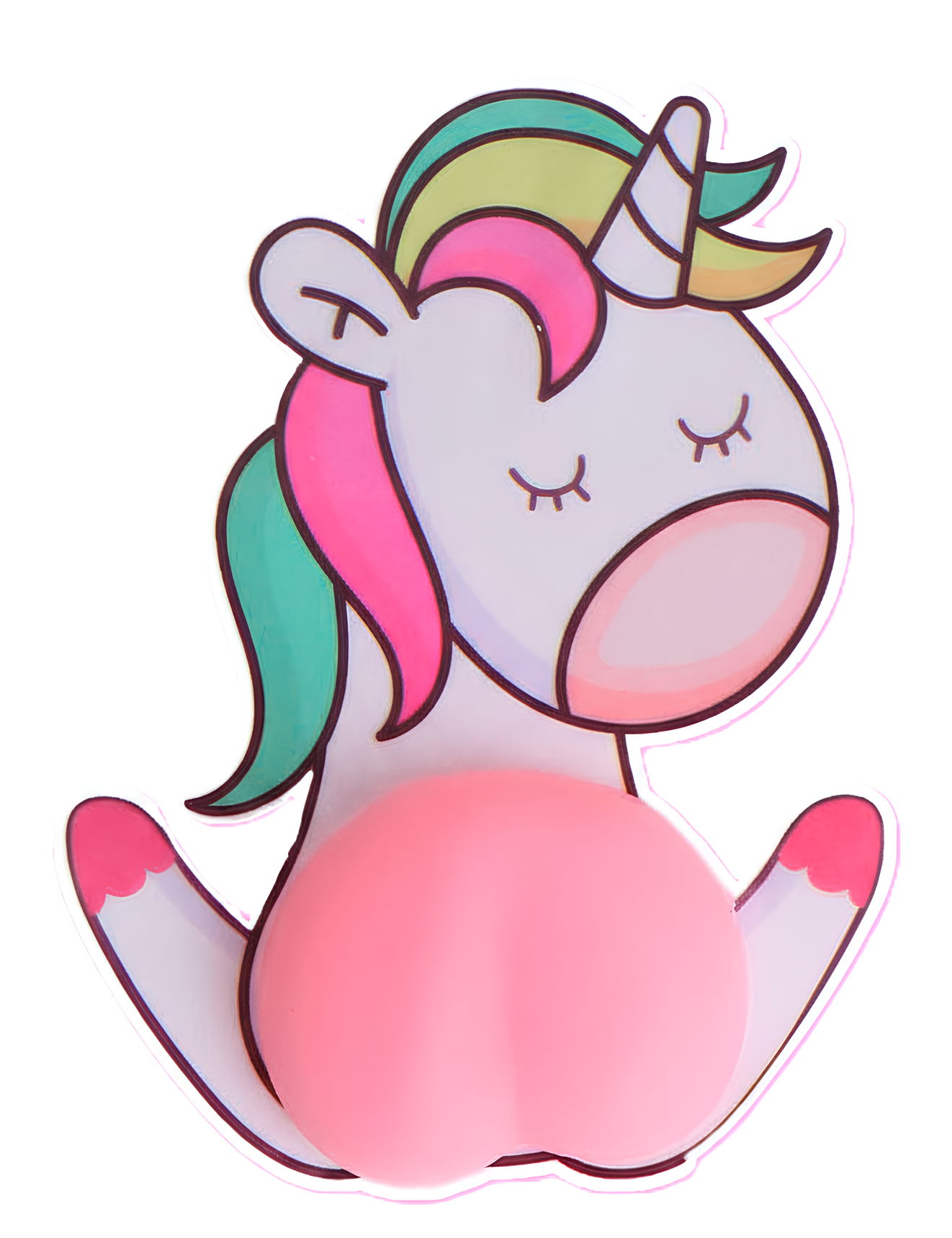 Antistresinė lipdukas - Užpakaliukas. Vienaragis