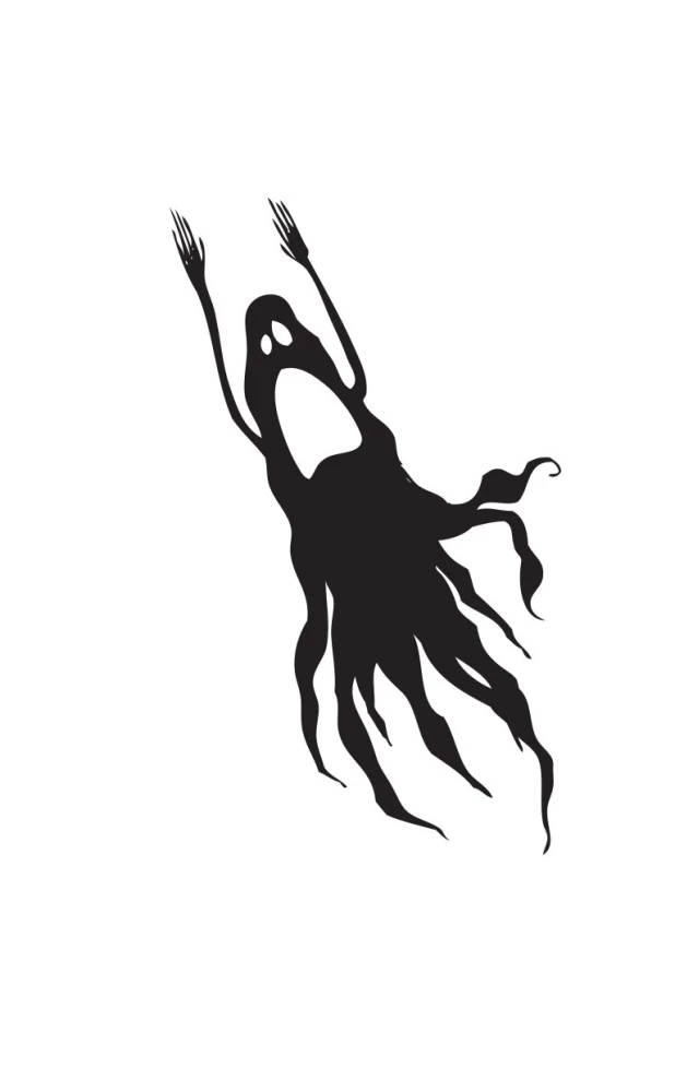 Rote Hand, schwarze Bettlaken, grüne Finger