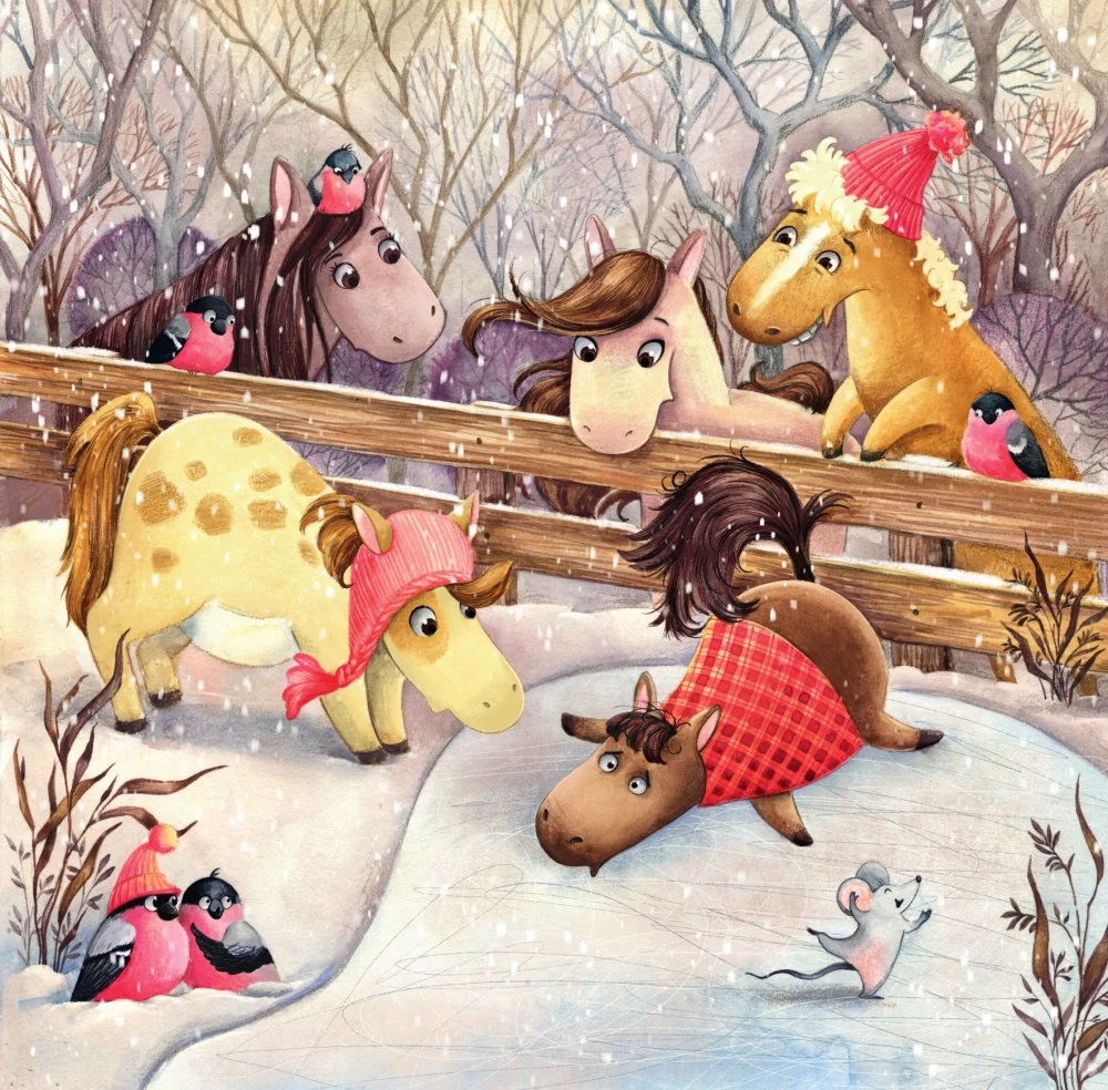 Funny Horses. Calendar for Children for 2026