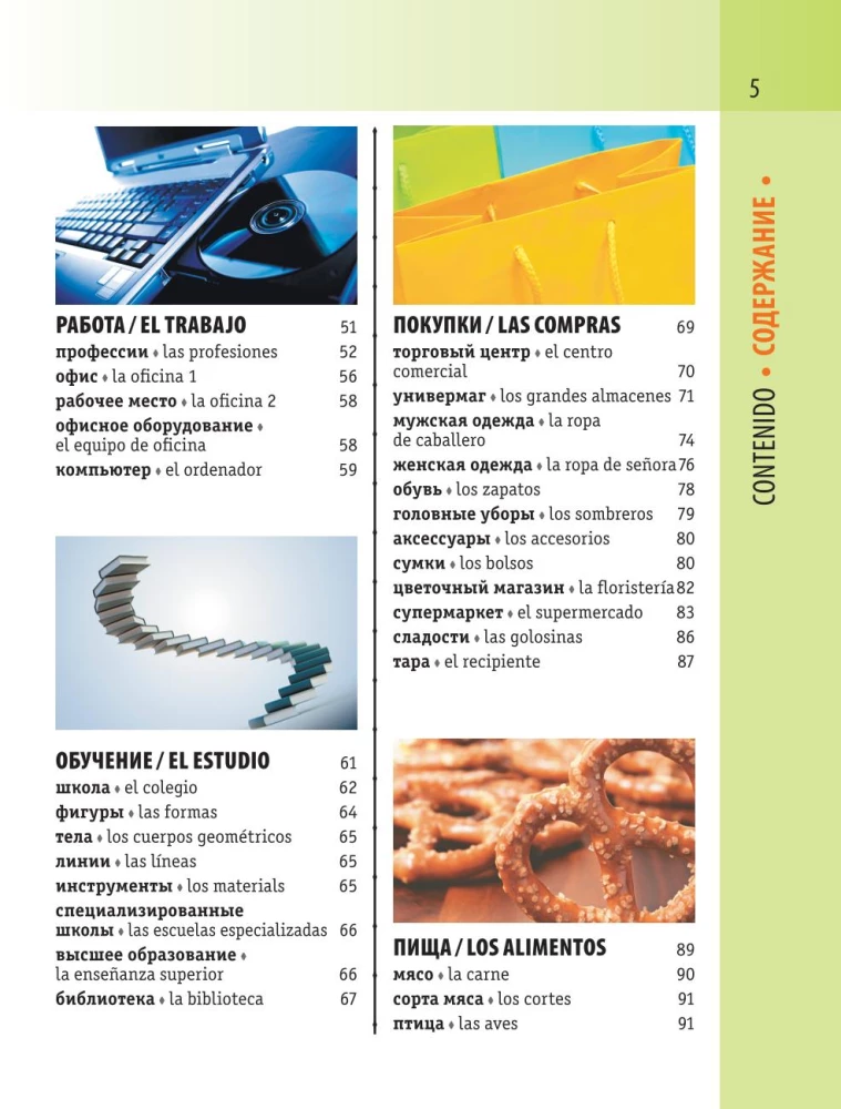 Hispaania-vene visuaalne sõnaraamat transkriptsiooniga