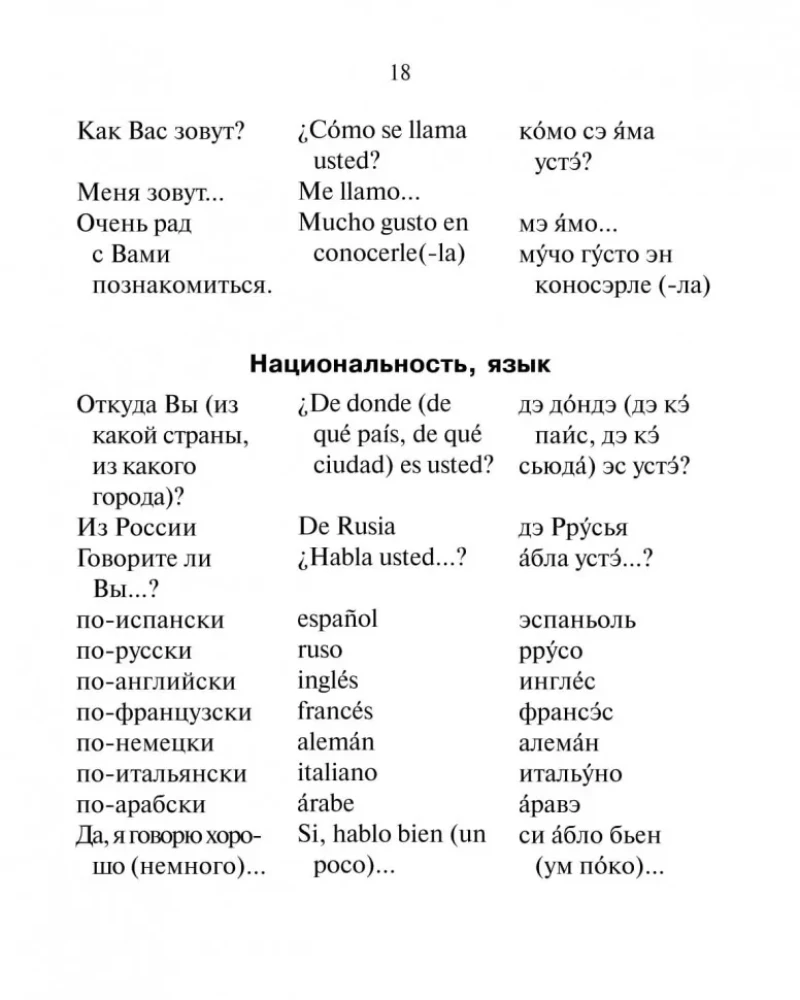Russian-Spanish Phrasebook