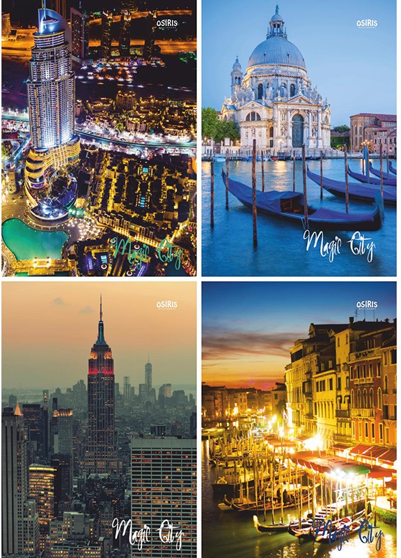 Notebook - Magic city, A4, 96 sheets, grid, assorted