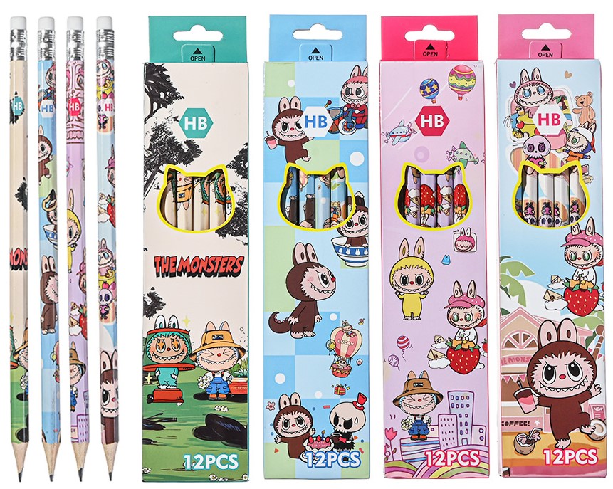 Zīmulis melnā grafīta ar dzēšgumiju - Zubastik, HB, dažādās krāsās