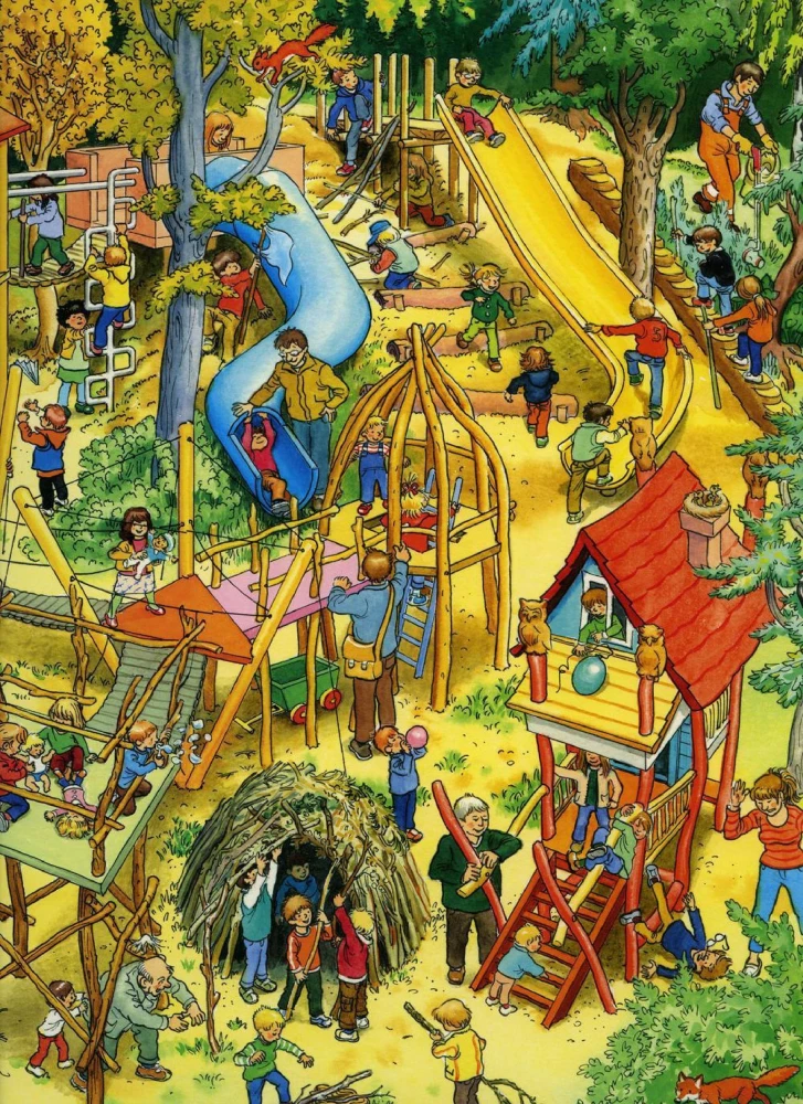 Konni i Jakob bawią się w chowanego. Wimmelbuch