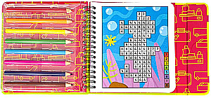 Mini gry w podróży - Kolorowanki-zagadki 2 z kolorowymi kredkami