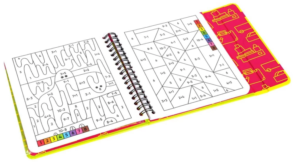 Mini gry w podróży - Kolorowanki-zagadki 2 z kolorowymi kredkami