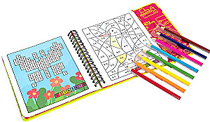 Mini gry w podróży - Kolorowanki-zagadki 2 z kolorowymi kredkami