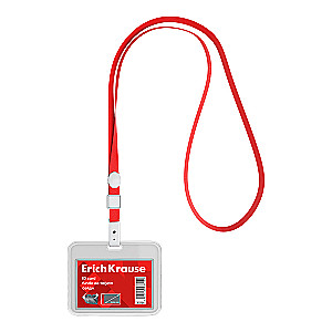 Horizontālais badge ar lentu, sarkans
