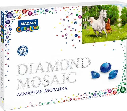 Mozaika diamentowa - Konie w lesie