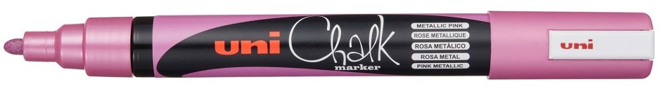Kreida marķieris Uni PWE-5M, 2,5 mm, bumbiņas formas uzgalis, rozā metālisks