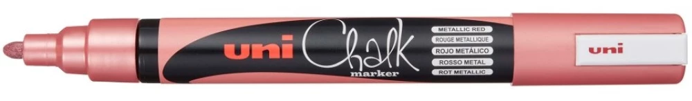 Kreidemarker Uni PWE-5M, 2,5 mm, spitze kugelförmig, rot metallic