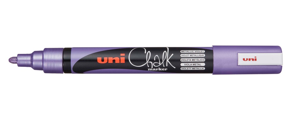 Kreida marķieris Uni PWE-5M, 2,5 mm, bumbiņas formas uzgalis, violetā metāla krāsā