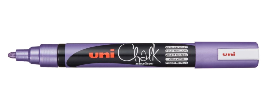 Kreidemarker Uni PWE-5M, 2,5 mm, spitz zulaufende Spitze, lila metallic
