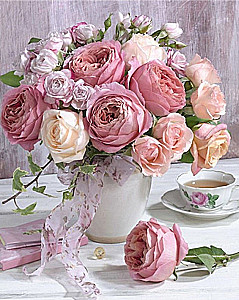 Diamond Mosaic - Gentle Peonies, 40x50 cm