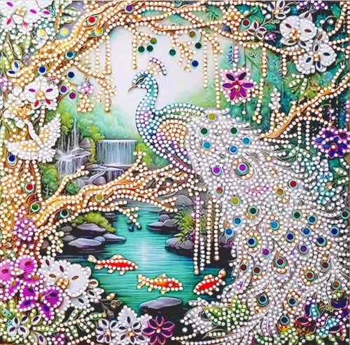 Mozaika diamentowa - Paw, 30x30, częściowa aplikacja