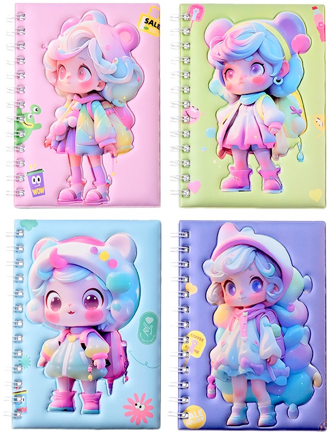 Notebook - Girls, lined, 80 sheets, assorted