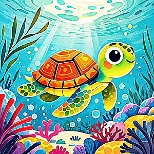 Diamantmalerei - Schildkröte, 20x20 cm, vollständige Auslegung