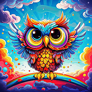 Diamantmosaik - Eule, 20x20 cm, vollständige Belegung