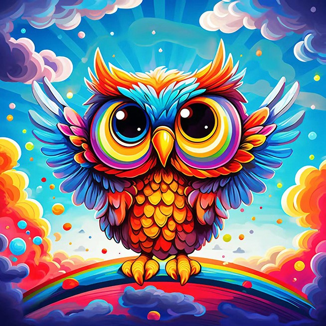 Mozaika diamentowa - Sowa, 20x20 cm, pełne wypełnienie