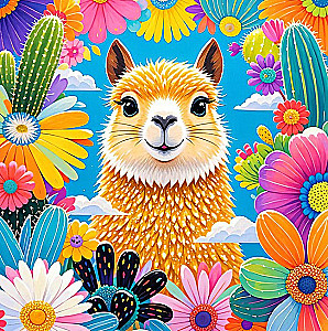 Diamantmalerei - Lama, 20x20 cm, vollständige Auslegung