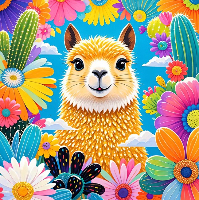 Mozaika diamentowa - Lama, 20x20 cm, pełne wypełnienie